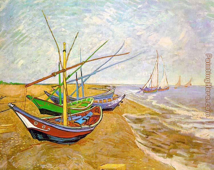 Fishing Boats on the Beach painting - Vincent van Gogh Fishing Boats on the Beach art painting